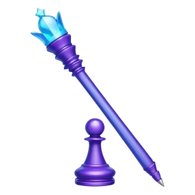 Create a small, visually appealing icon of a magic wand (chess wand style) to represent creativity and artistic design. Use a clean, modern look with glowing accents in purple and blue shades.
 sticker