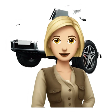 European Woman stay outside mercedes G wagon sticker