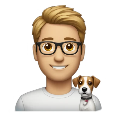Modern hair cut man with glasses with jack russell terrier dog sticker