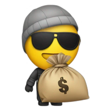 rober with money bag sticker
