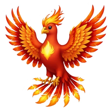 Phoenix force from marvel in a shape of flame bird face to screen with spread wings sticker