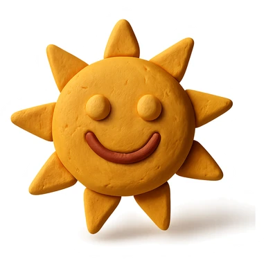 smiling sun in claymation style sticker