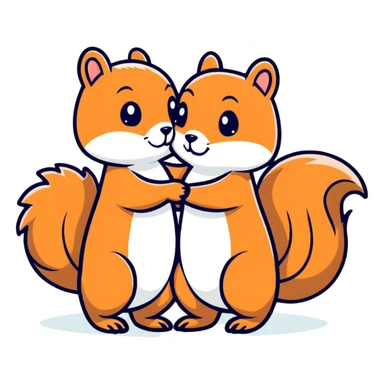 Two Squirrels hugging sticker