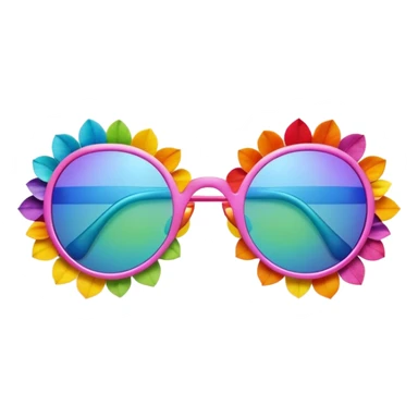 3D, psychedelic colored sunglasses made out of hippie style flower petals sticker