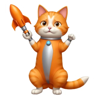 confident cat thinking it is a rocket, dynamic pose, imaginary rocket elements sticker
