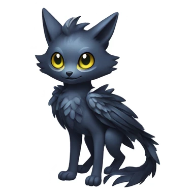 Cute cool shiny fantasy dark-shadow-themed animal hybrid Fakemon full body sticker