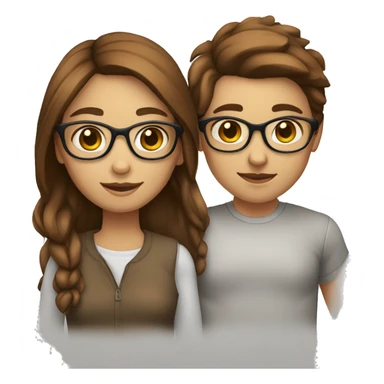 girl bestfriends both white with brown hair one of them has glasses sticker