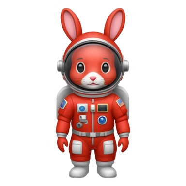red rabbit with astronaut costume sticker