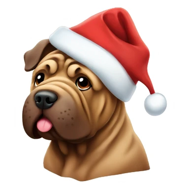 Chocolate Shar Pei with Christmas hat  sticker