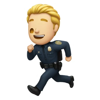 a guy running from a police man sticker