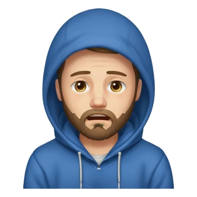 25 age beard man wearing hoodies and crying face sticker