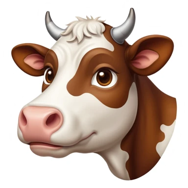 cinematic-noble-brown-and-white-cow-portrait-emoji,-poised-and-regal,-with-a-large,-sturdy-build-and-a-beautifully-patterned-hide-of-rich-brown-accented-by-crisp-white-patches,-deep-set-soulful-brown-eyes,-simplified-yet-sharp-and-sophisticated sticker