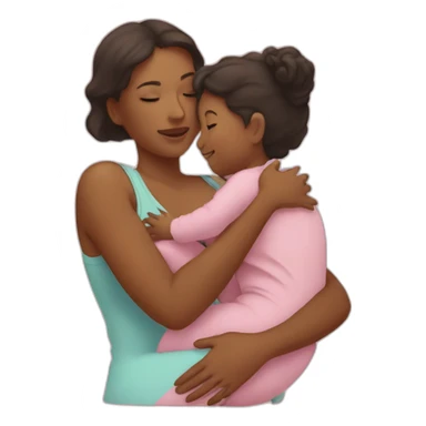 a mom cuddling with a baby sticker