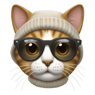 cat with sunglasses and a beanie sticker