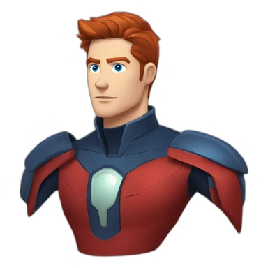 Ryan mycpartlin Space captain Blue eyes neat slicked back red hair handsome chiselled jaw sharp cheekbones sticker