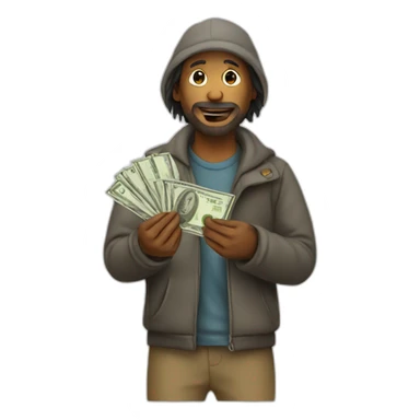 homeless giving money sticker