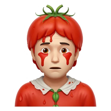 tragic stage performer portrait, head and shoulders only, tomatoes thrown at him, sad embarrassed face, messy costume, cinematic lighting, 3D cartoon, mobile game icon style, clean background, no text, no watermark
 sticker