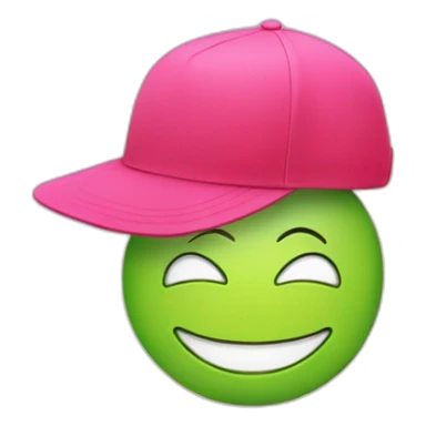 Smiling   pink، hat green ، emoji red sticker