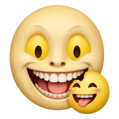 Smiley face with open mouth and teeth biting an arm sticker