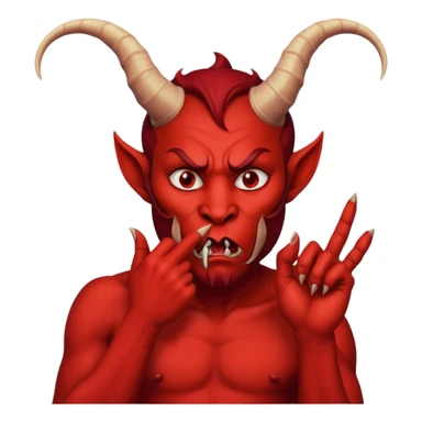 Creppy devil and shushing someone  🤫 like there figer over there mouth  like there lip is closed and the figers over sticker