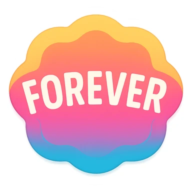 colorful icon style 'Forever' sticker, playful colors, prominent 'Forever' text, designed to stand out as a sticker sticker