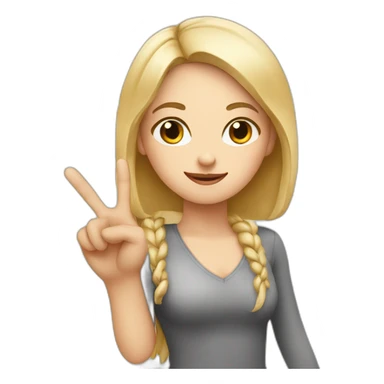 white girl showing 3 fingers up sticker