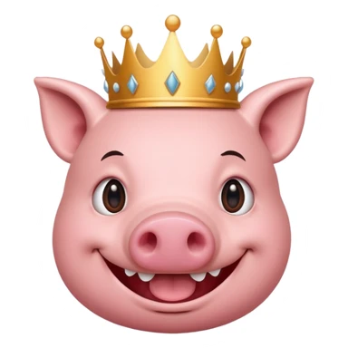 PIG SMILE LIKE CHARK FACE WITH CROWN  sticker