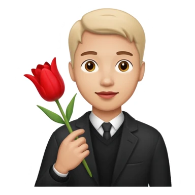 Guy in love with a girl with a tulip in his hand sticker