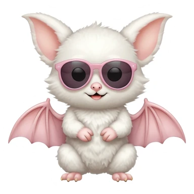 cute white bat with sunglasses, full body sticker