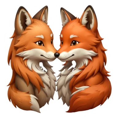 Fox and wolf kissing sticker