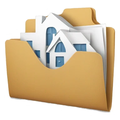 a folder full of paper with a visible home symbol on it sticker