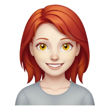 Makima from anime Chainsaw Man emoji style, smiling, red hair, yellow eyes sticker