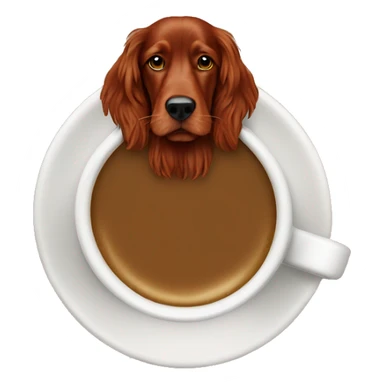 Irish setter with coffee sticker