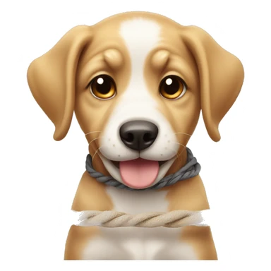 A smirking puppy on a rope  sticker