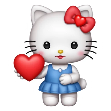 hello kitty holding a red heart sticker