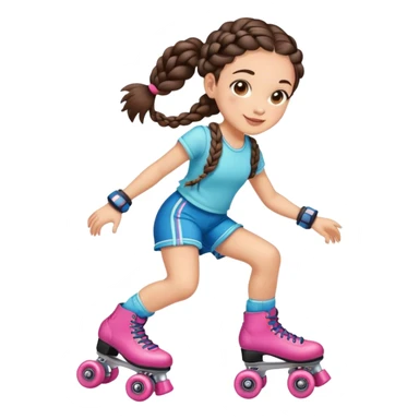 Cute girl, brunette, braids, rollerskates sticker