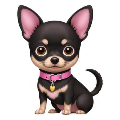 Black chihuahua with pink collar  sticker