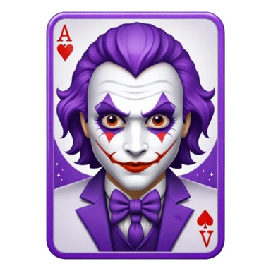 Glitter Purple and White Joker Gangster Card sticker