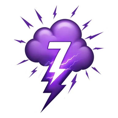 Purple Thunderstorm with a Lightning Bolt shaped like the number 7 sticker