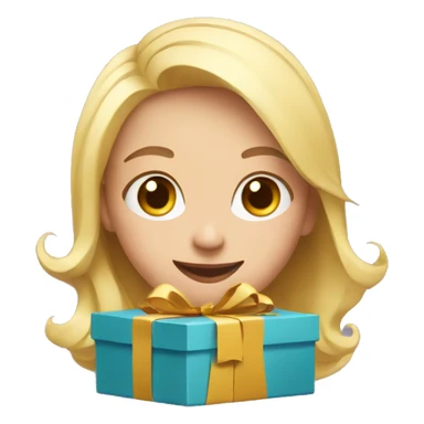 happy blonde girl with a lot of gifts sticker