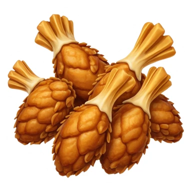 apple style emoji of fried chicken wings, golden and crispy, no text sticker