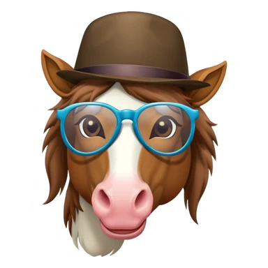 Horse wearing a hat with party glasses  sticker