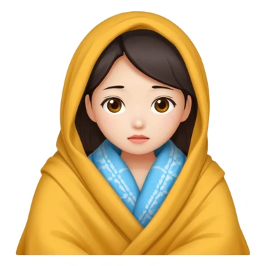 cute and sexy chinese girl, feeling sick and warming up covered by blanket sticker