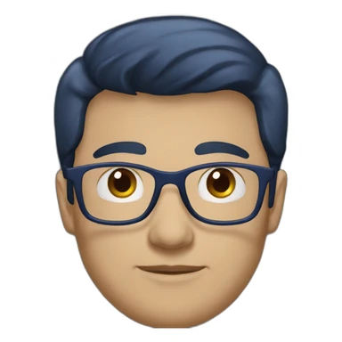 developer with dark brown hair, transparence glasses in dark blue hoody sticker