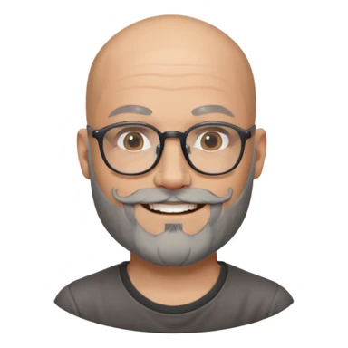 Bald man with salt and pepper beard and glasses and tattoos sticker