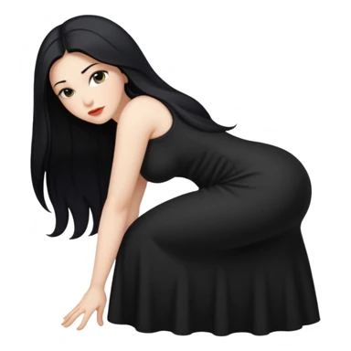 White naked curvy woman with long black hair and big ass side bent over  sticker
