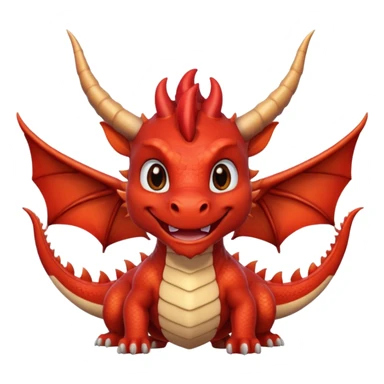 Cute Red dragon smile. Two horns, two pointed ears, no wings. Brown mane hair. sticker