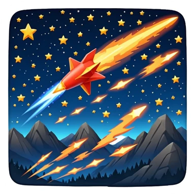 A dramatic, fiery meteor shower streaking across the night sky, with shooting stars blazing their trails sticker