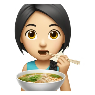 asian girl eating pho sticker