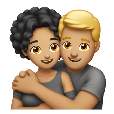 couple hug with warm smiles. The Girl have black hair und the man blond/orange hair sticker